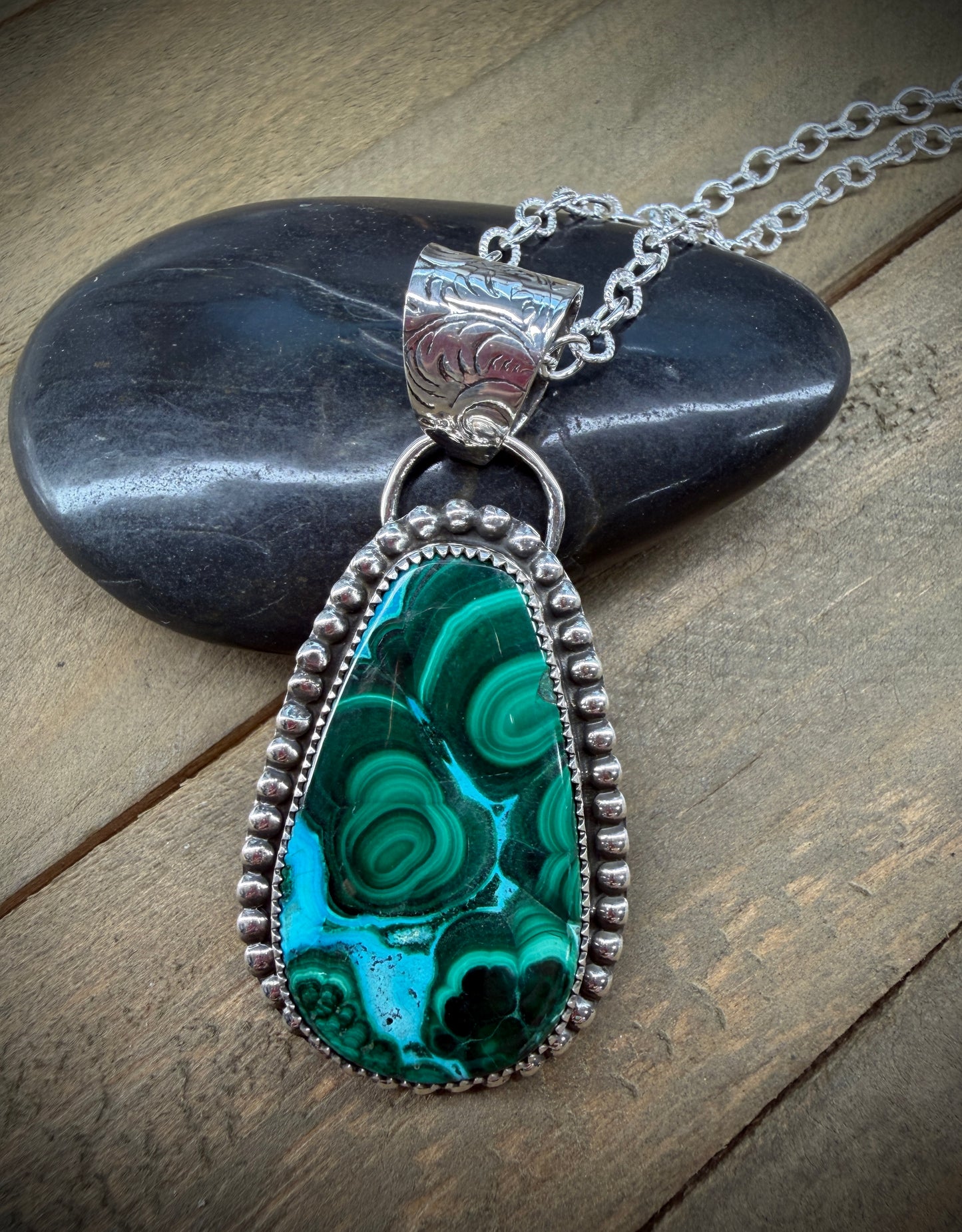 Malachite and Chrysocolla Pendant