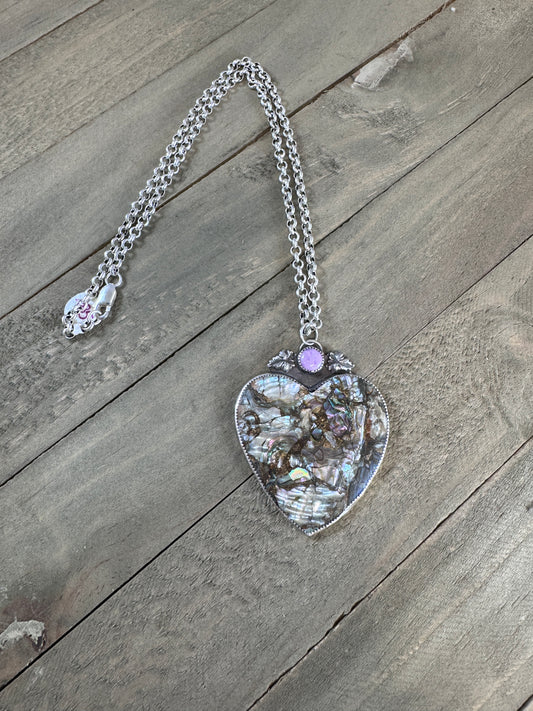 Mother Of Pearl Heart Necklace