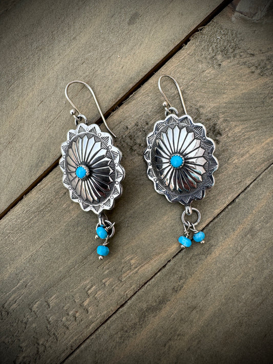 Oval Concho With Turquoise Earrings