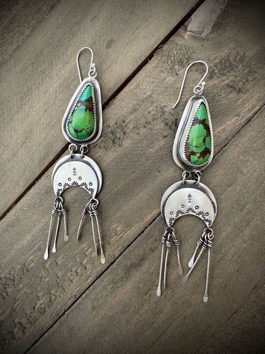 Green Turquoise Boho Earrings