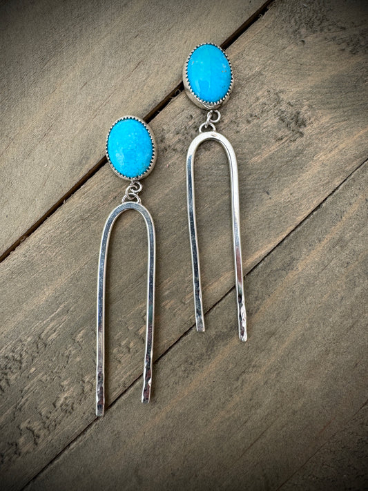 Turquoise U Shaped Dangle Earrings