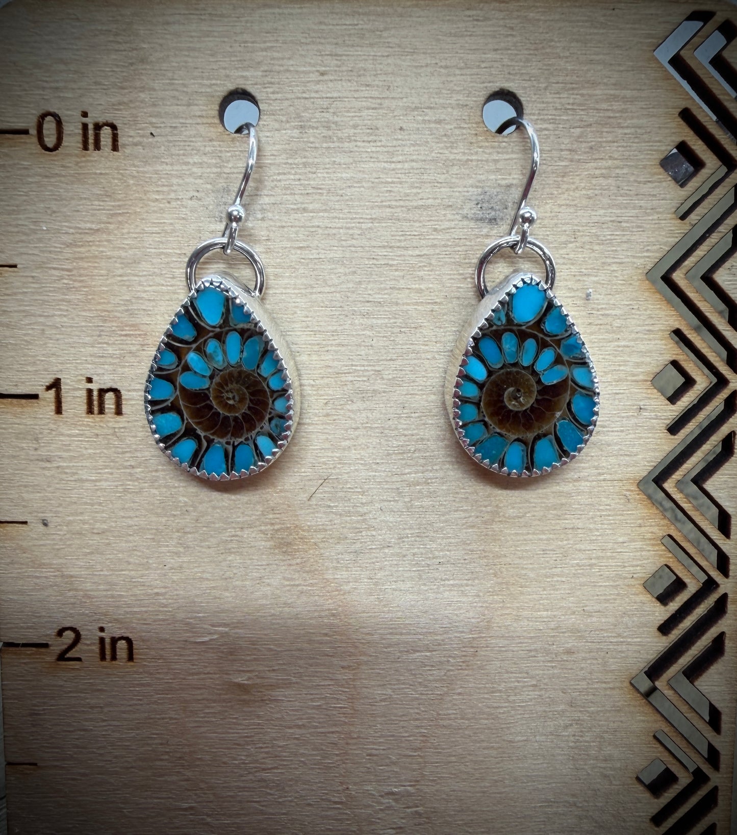 Ammonite with Turquoise Inlay Earrings