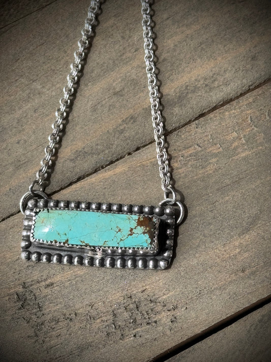 Bar necklace / Turquoise - Kingman Beaded