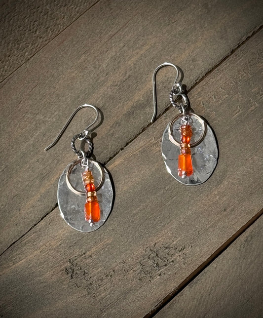 Citrine and Sunstone Bead Earrings