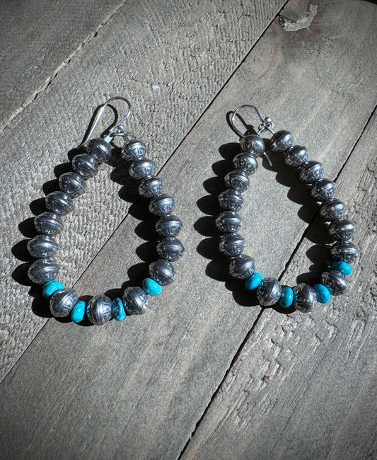 Navajo Pearl (Patterned) w/Turquoise Earrings