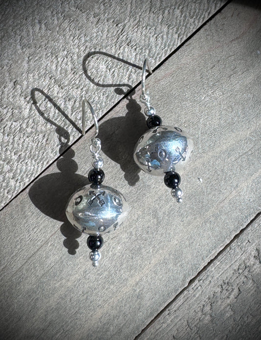 Handmade Bead Earrings - Black onyx