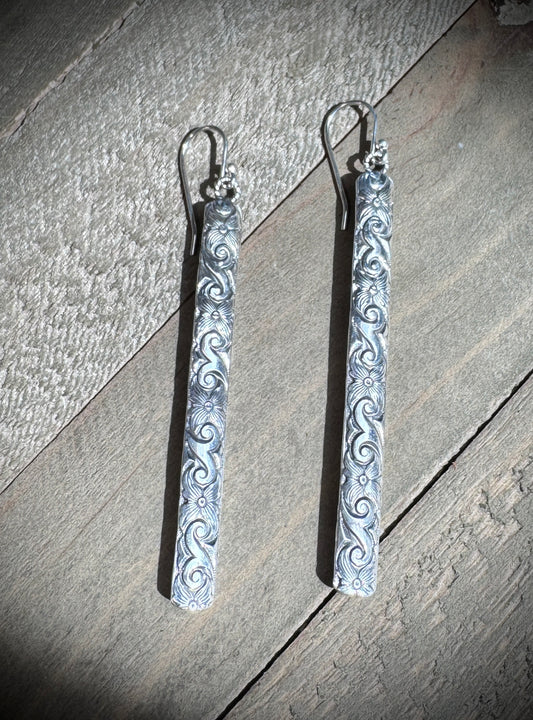 Long Western Tooled Earrings