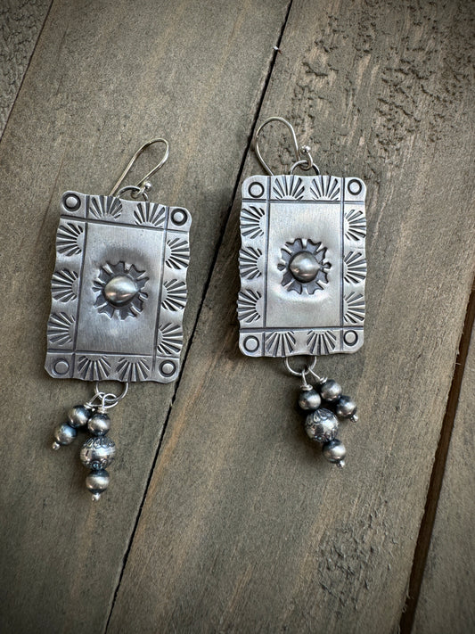 Square Southwest Stamped Earrings