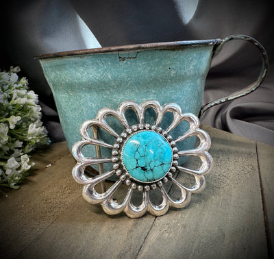 Belt Buckle - Oval Southwest Turquoise