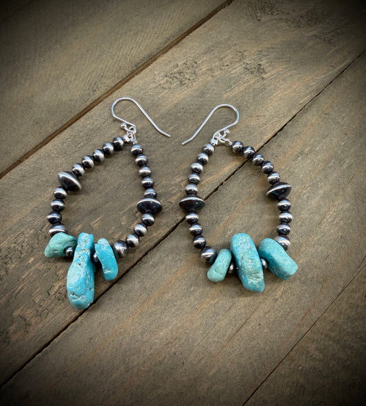 Navajo Pearl and Turquoise Earrings