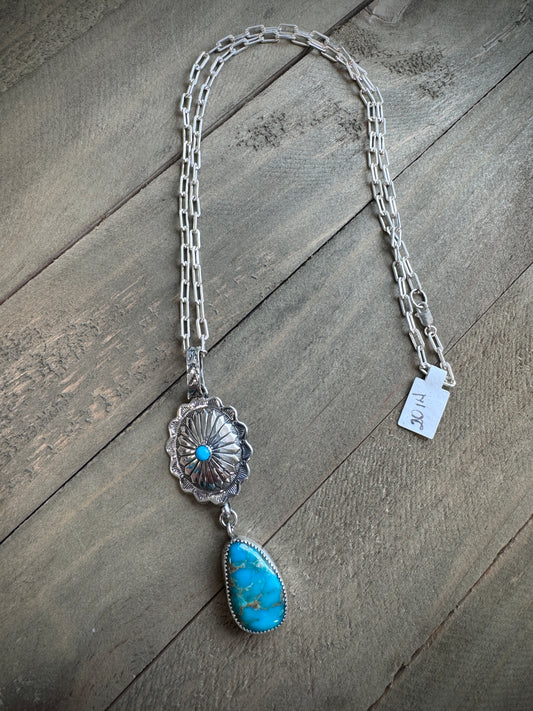 Concho and Turquoise drop Necklace