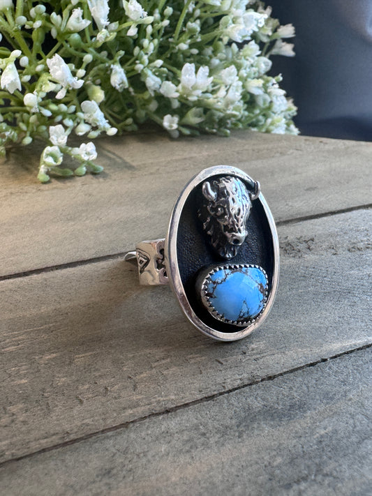 Buffalo and Golden Hills Turquoise Ring