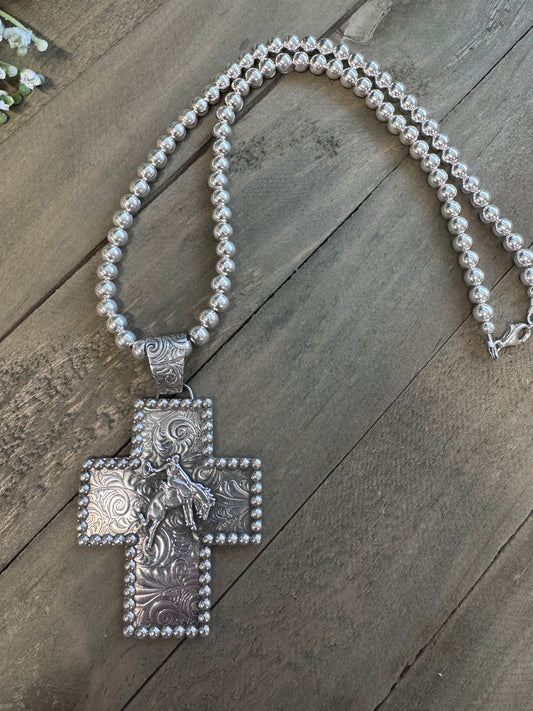 Western Cross with Bronc Rider