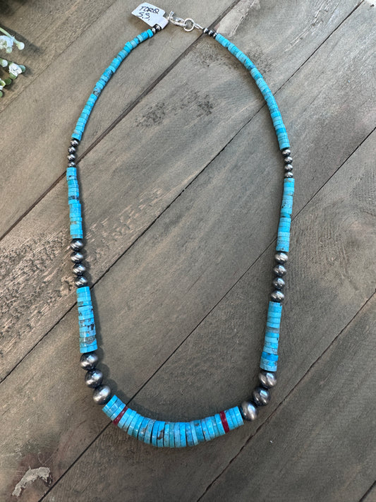 Turquoise Heishi Bead Necklace
