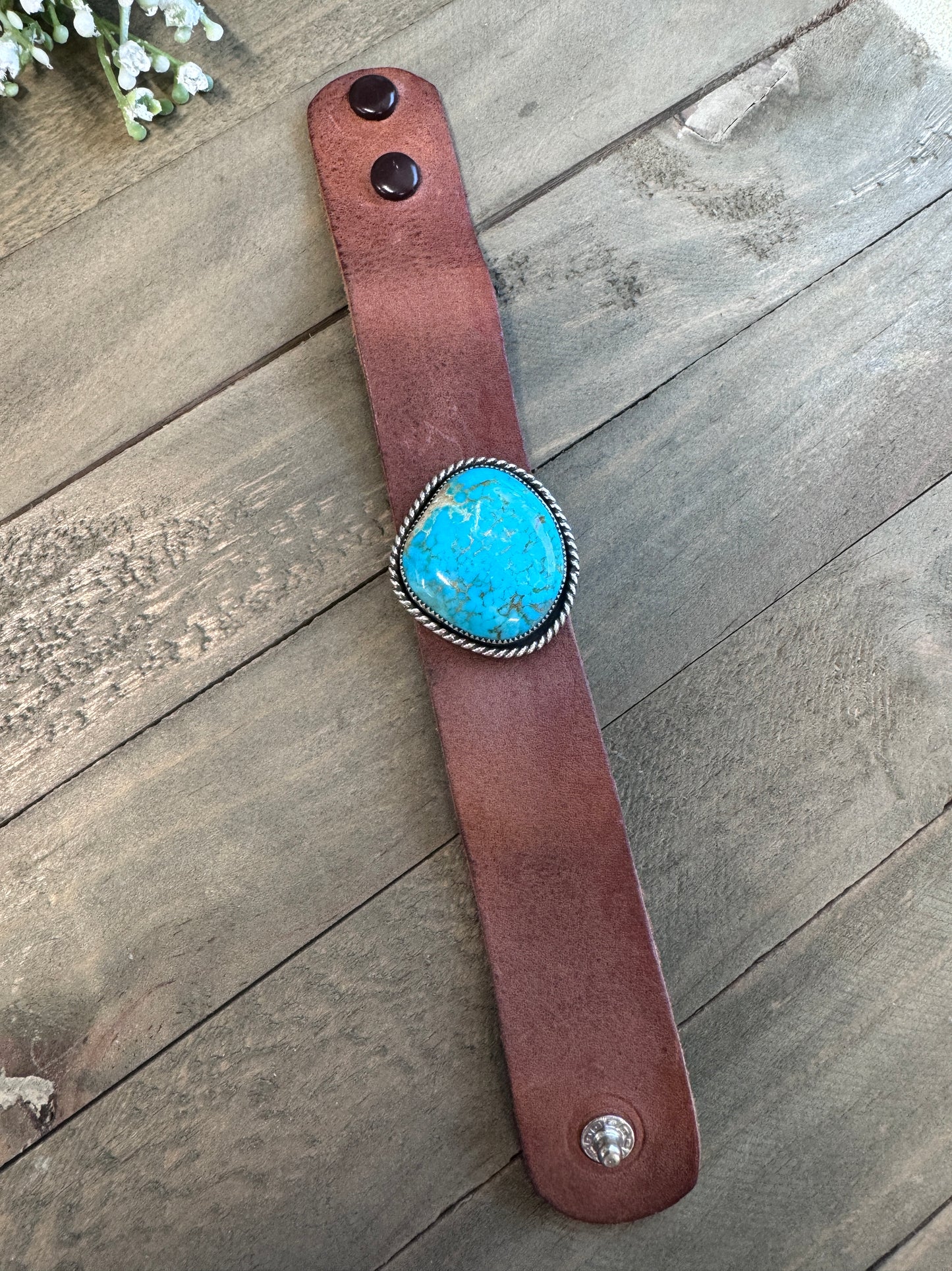 Leather and Turquoise Bracelet
