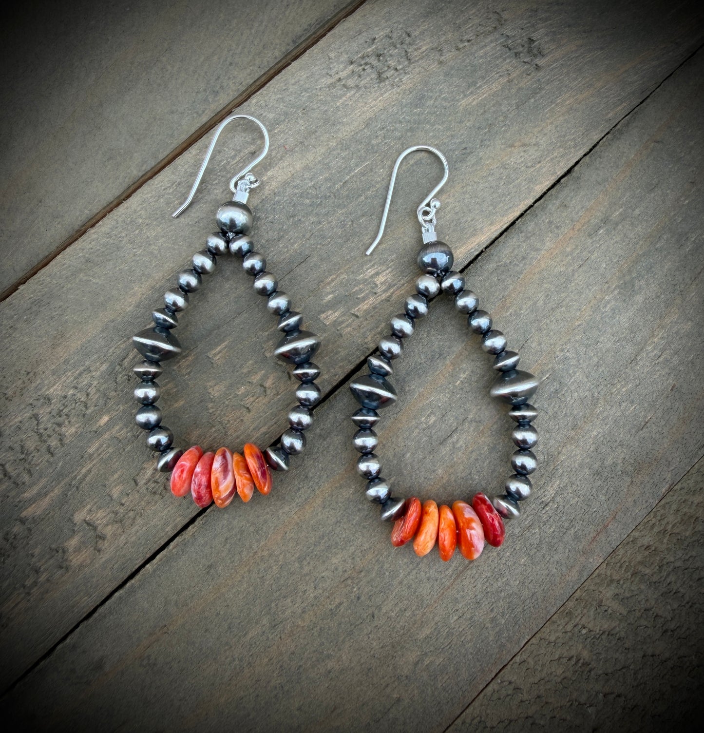 Spiny Oyster and Navajo Pearl Earrings