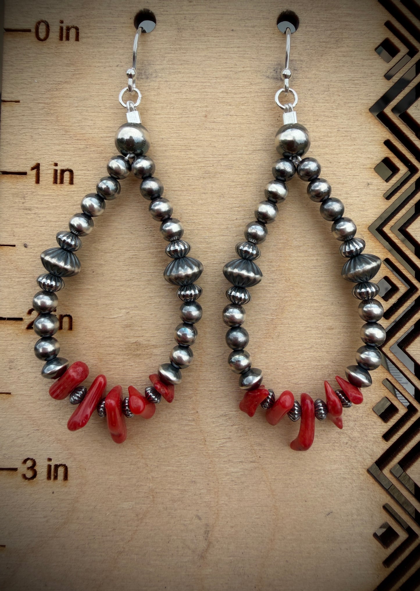 Red Coral and Navajo Pearl Earrings