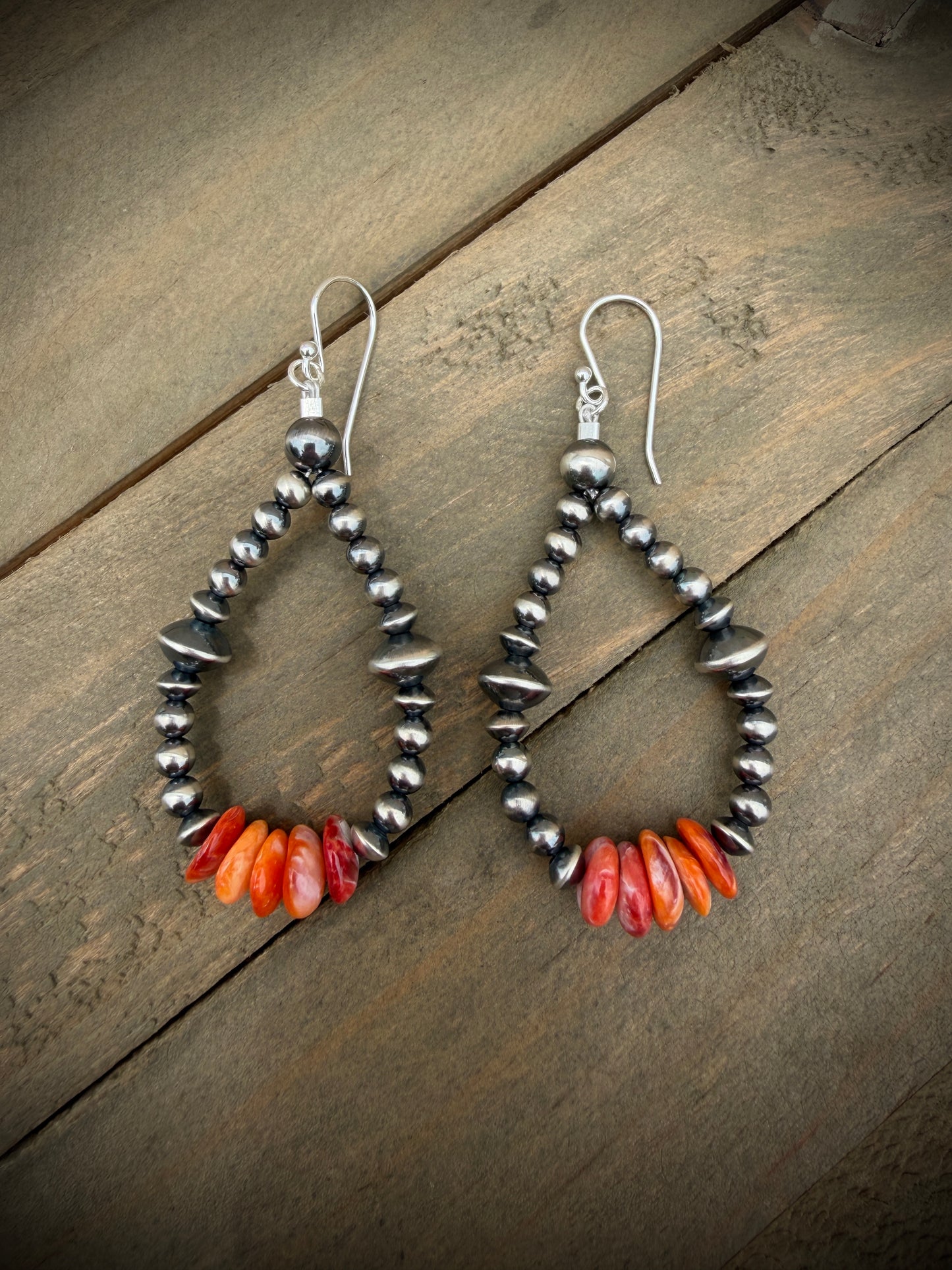 Spiny Oyster and Navajo Pearl Earrings