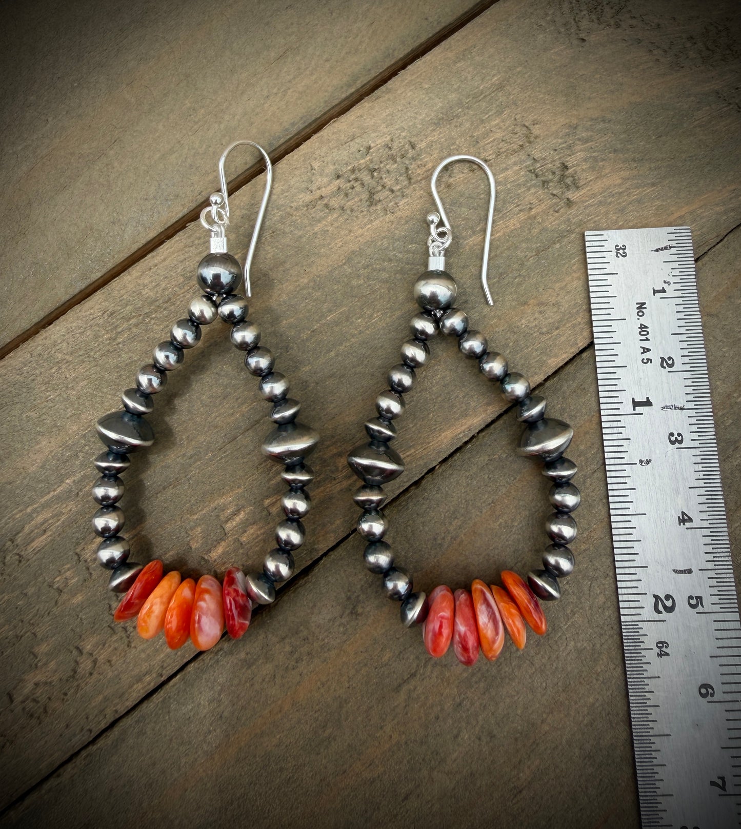 Spiny Oyster and Navajo Pearl Earrings