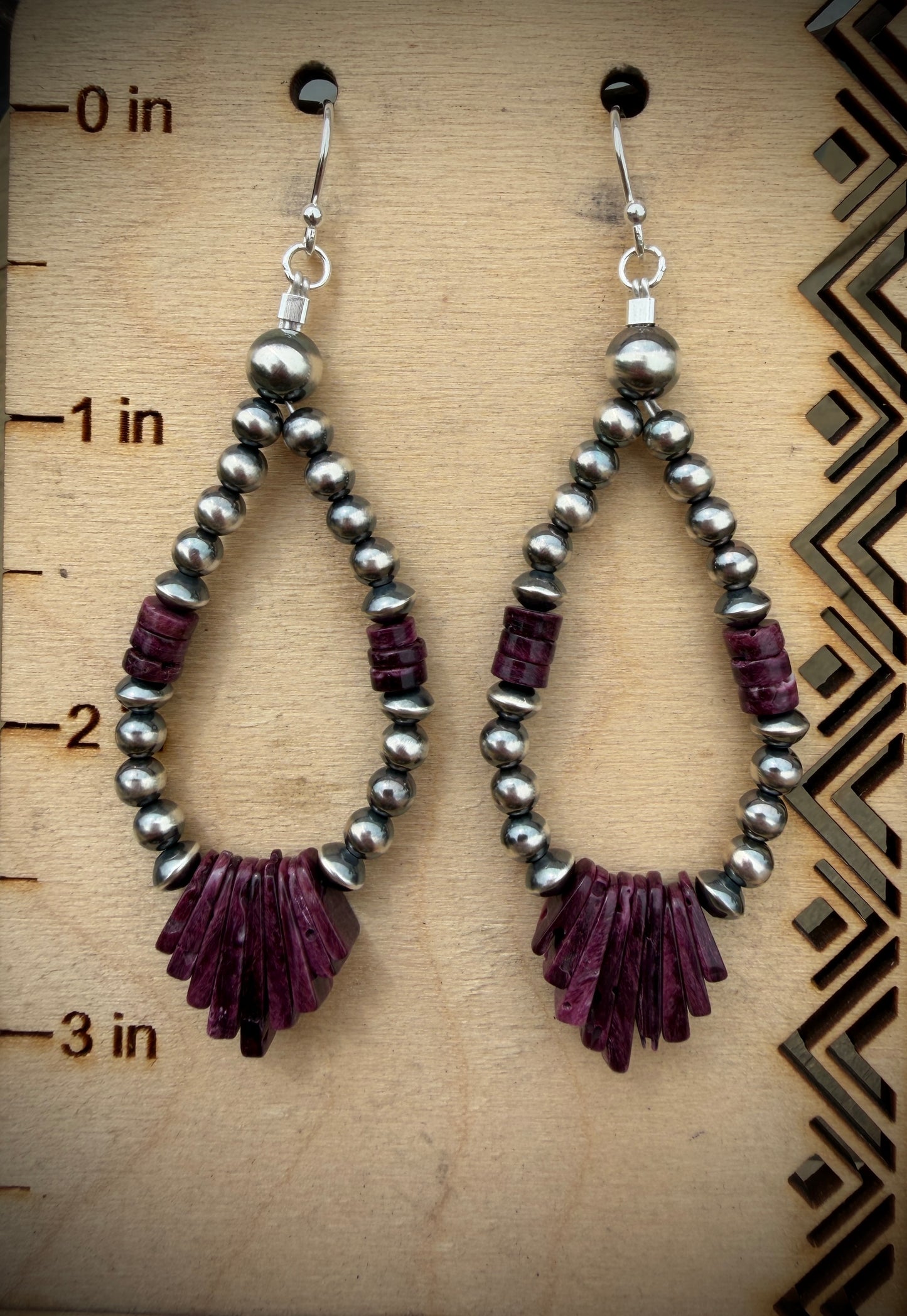 Purple Spiny Oyster and Navajo Pearl Earrings
