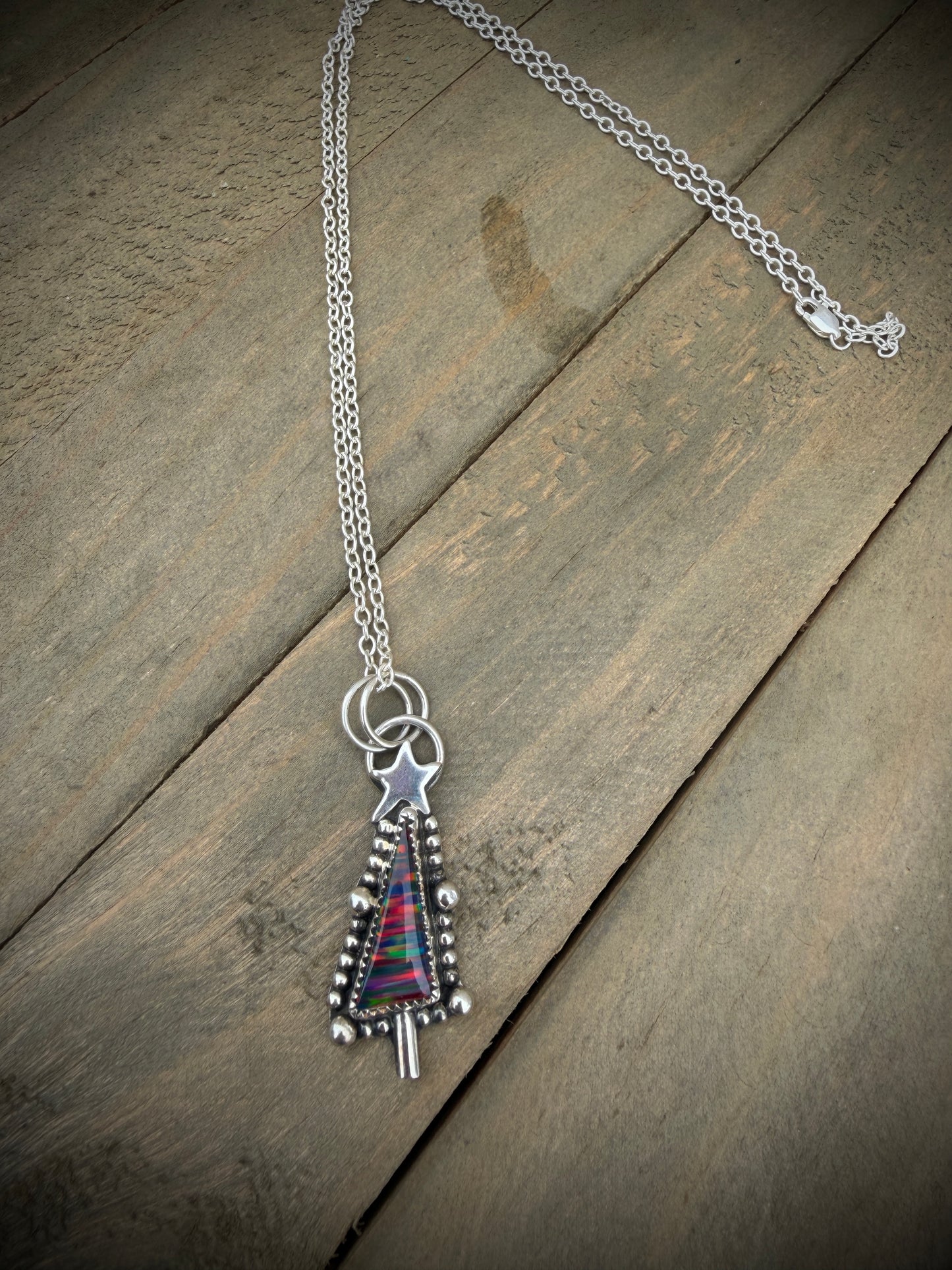 Aurora Opal Christmas Tree Necklace
