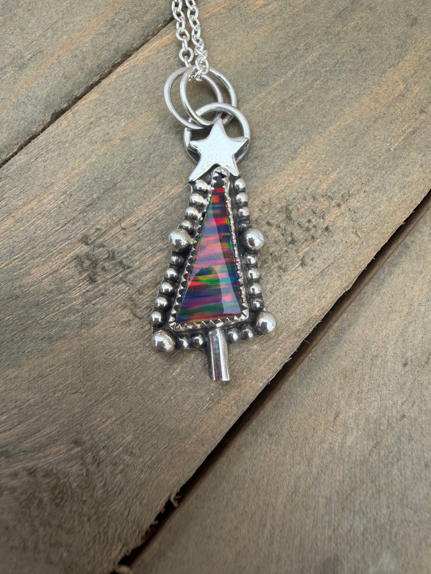 Aurora Opal Christmas Tree Necklace
