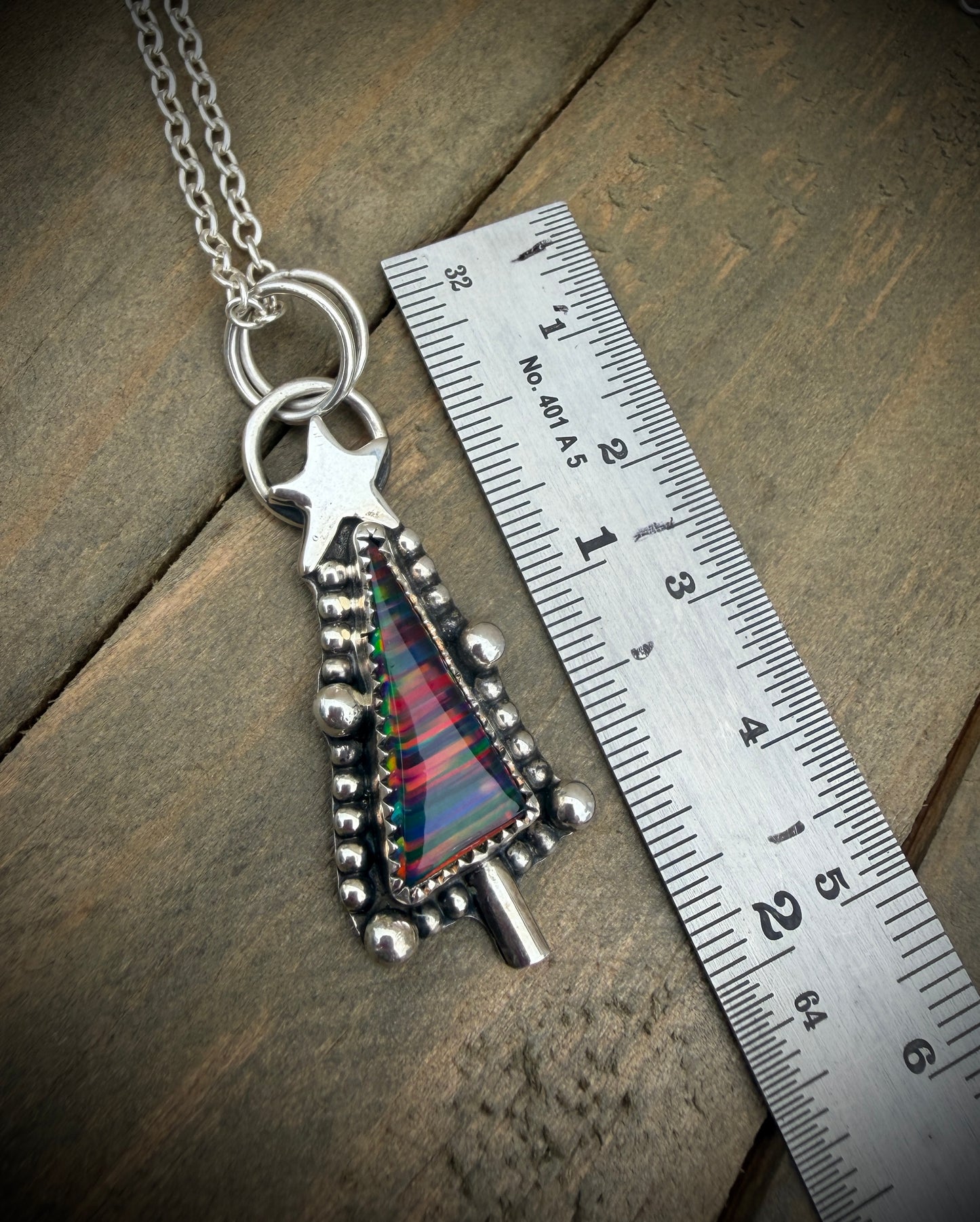 Aurora Opal Christmas Tree Necklace