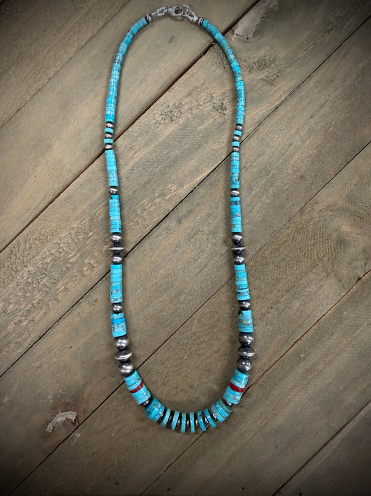 Turquoise Heishi Bead Necklace