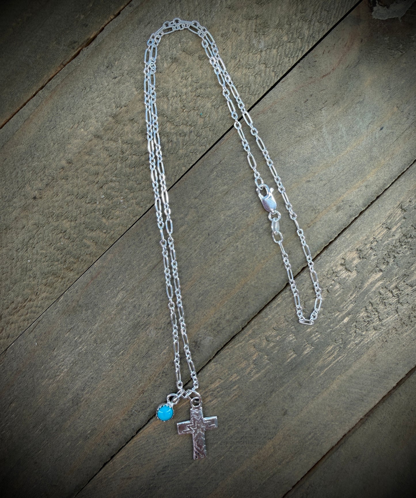 Cross with Turquoise Drop Necklace