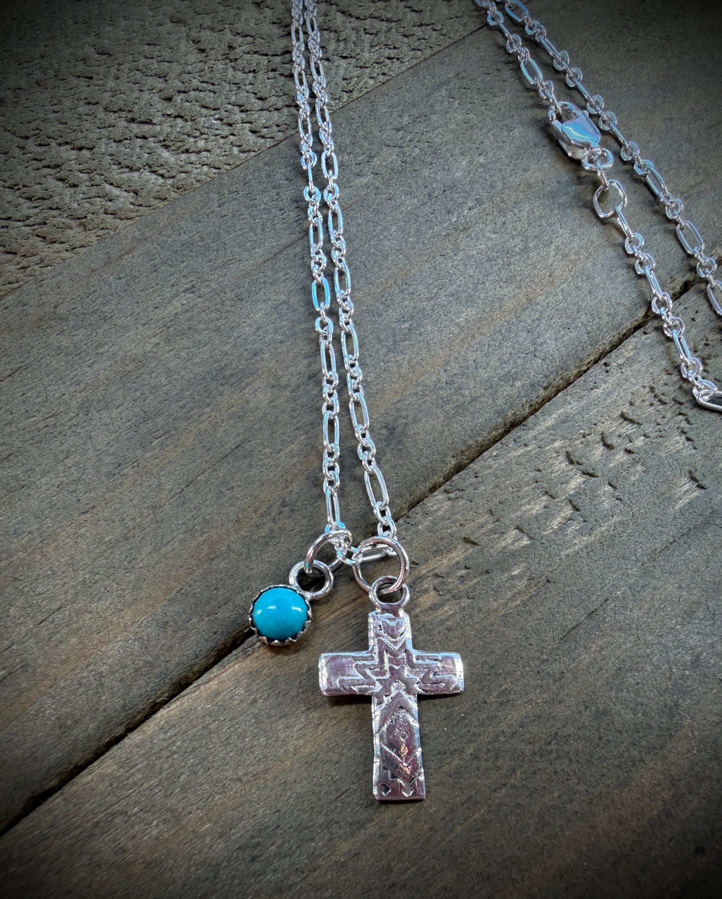 Cross with Turquoise Drop Necklace