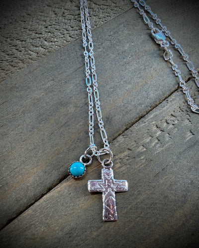 Cross with Turquoise Drop Necklace