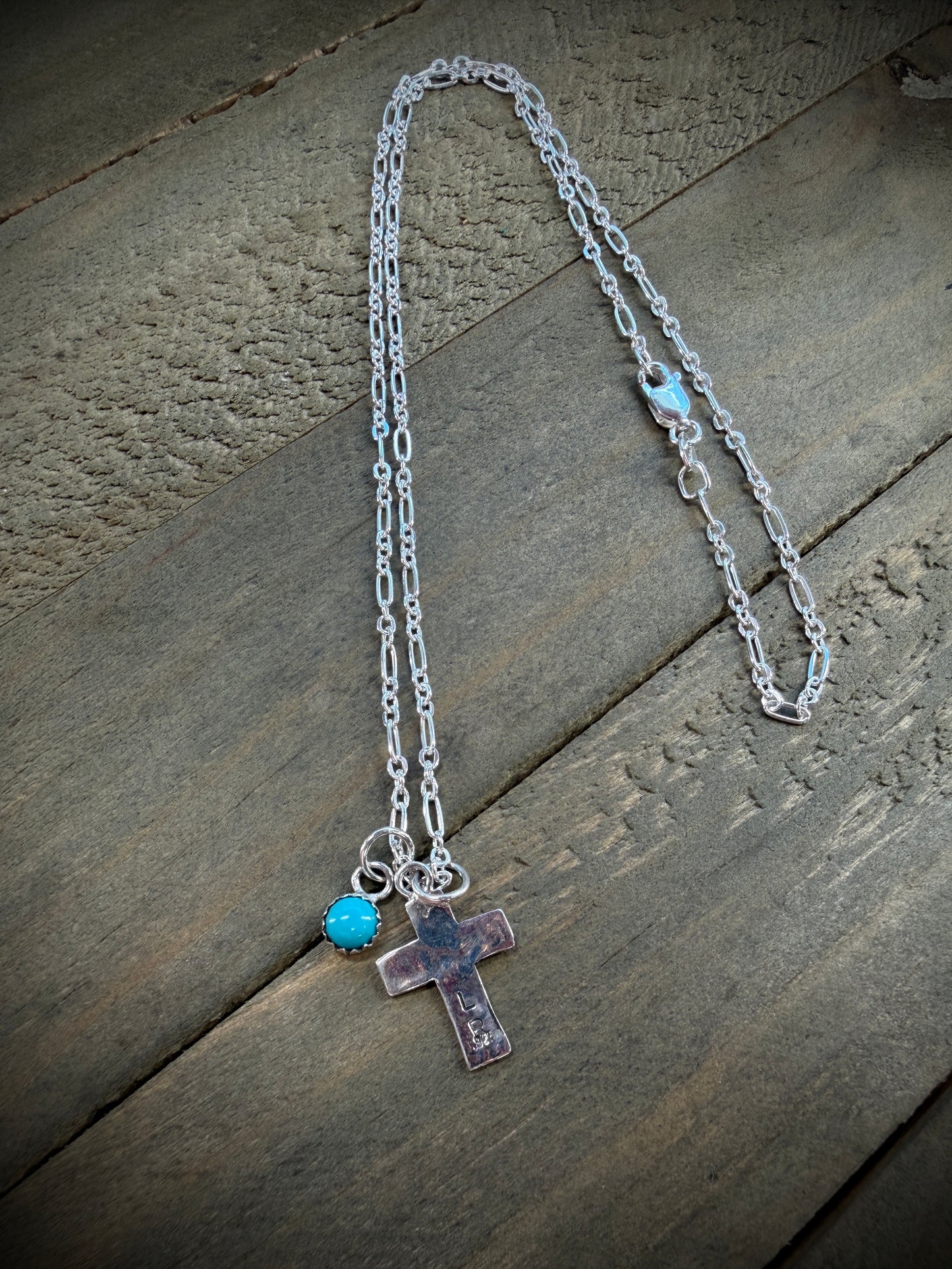 Cross with Turquoise Drop Necklace