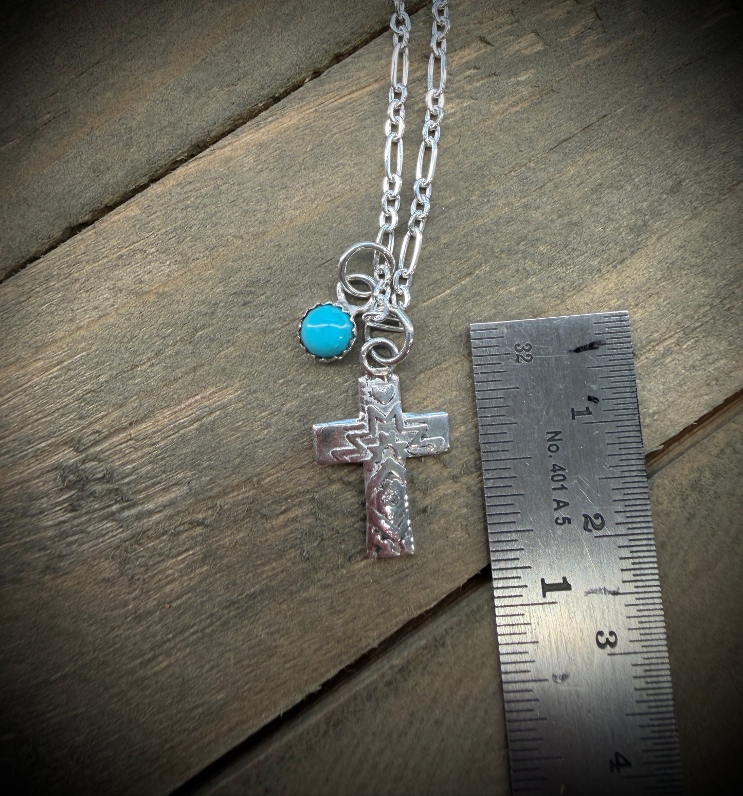 Cross with Turquoise Drop Necklace