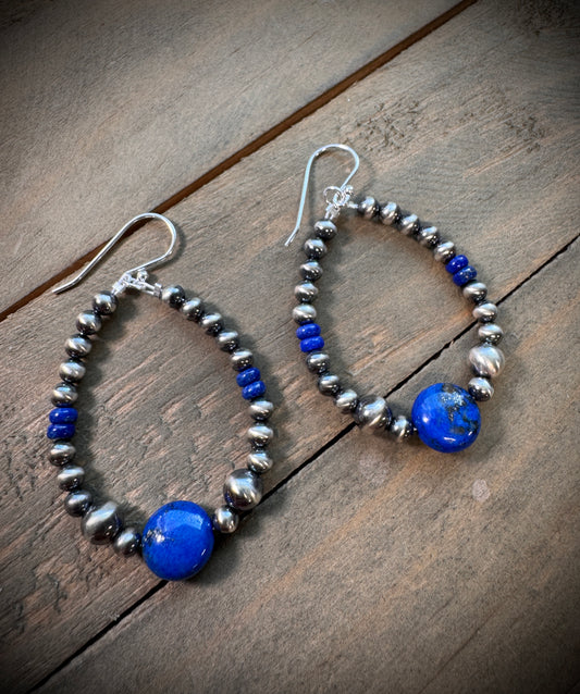 Navajo Pearl and Lapis Earrings