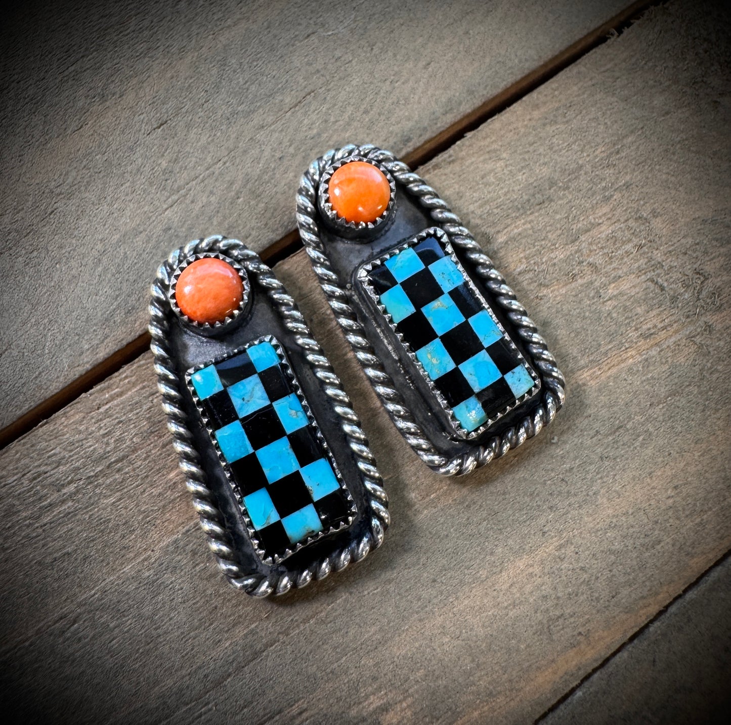 Colorful Checked Earrings