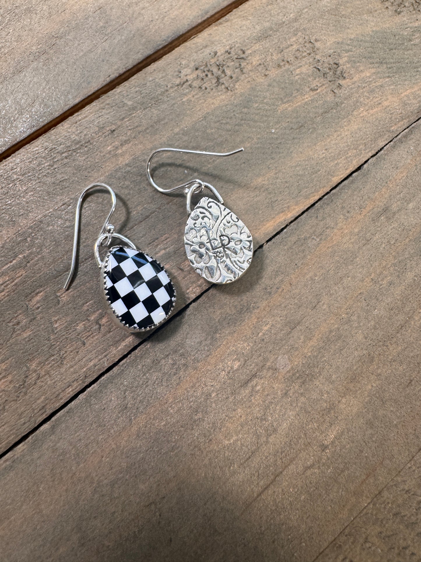 Checked Drop Earrings