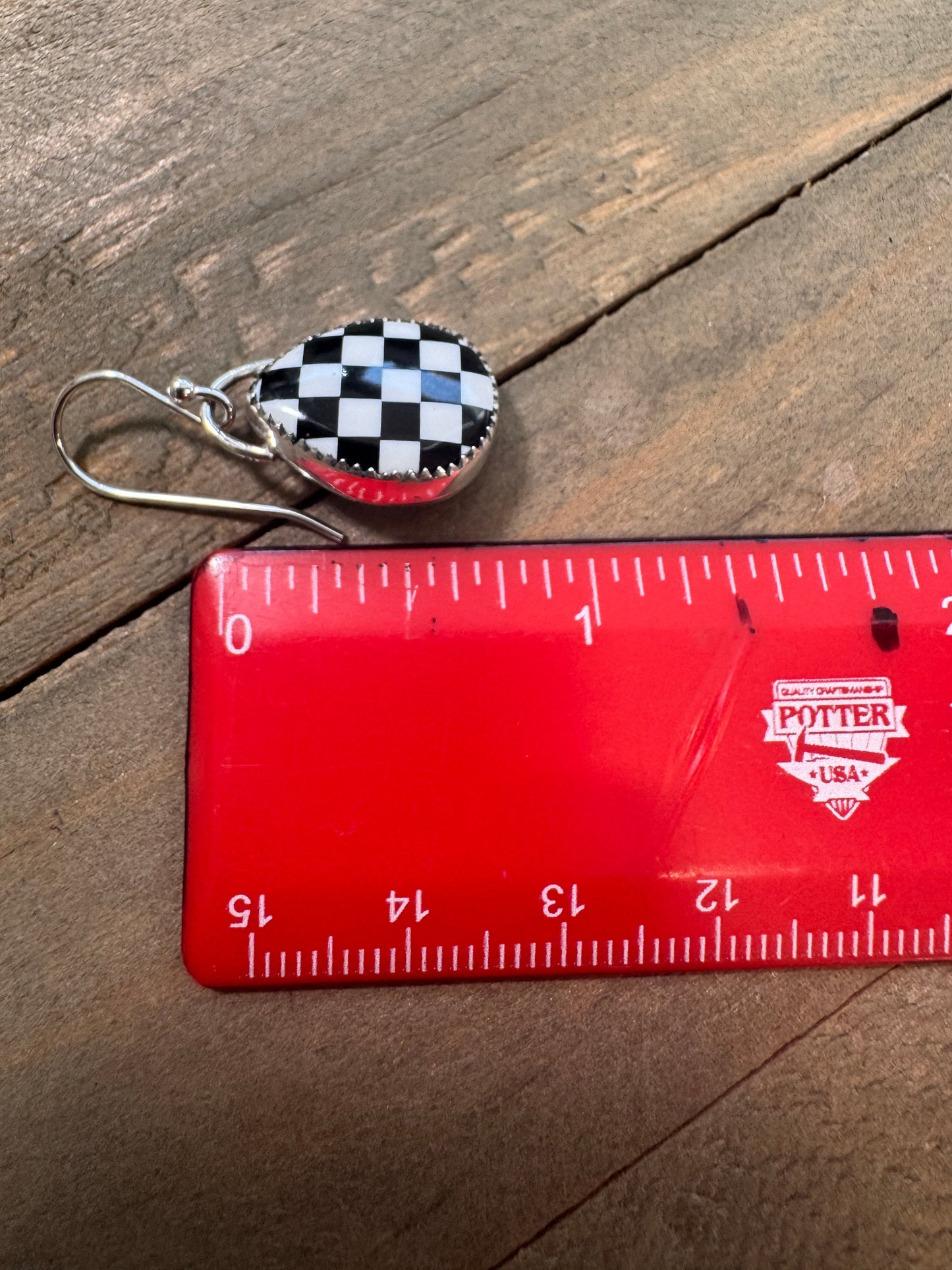 Checked Drop Earrings