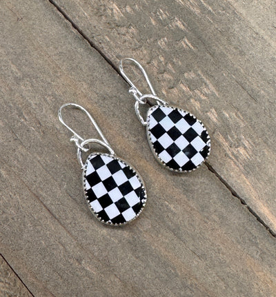 Checked Drop Earrings