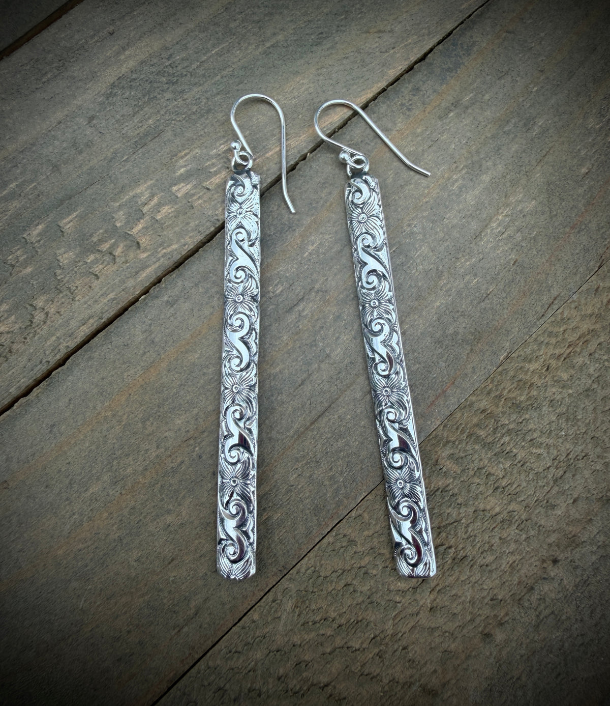 Long Western Tooled Earrings