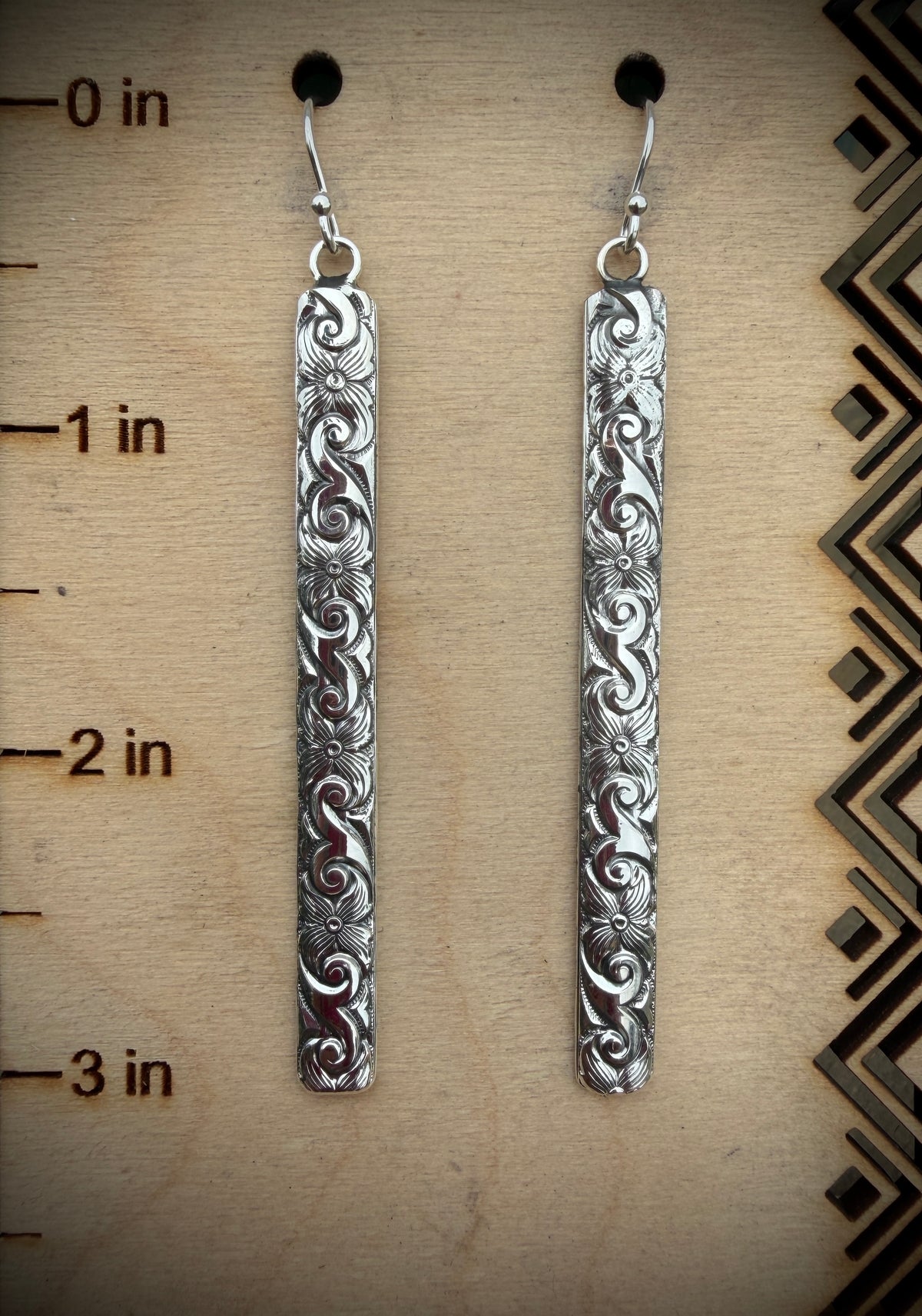 Long Western Tooled Earrings
