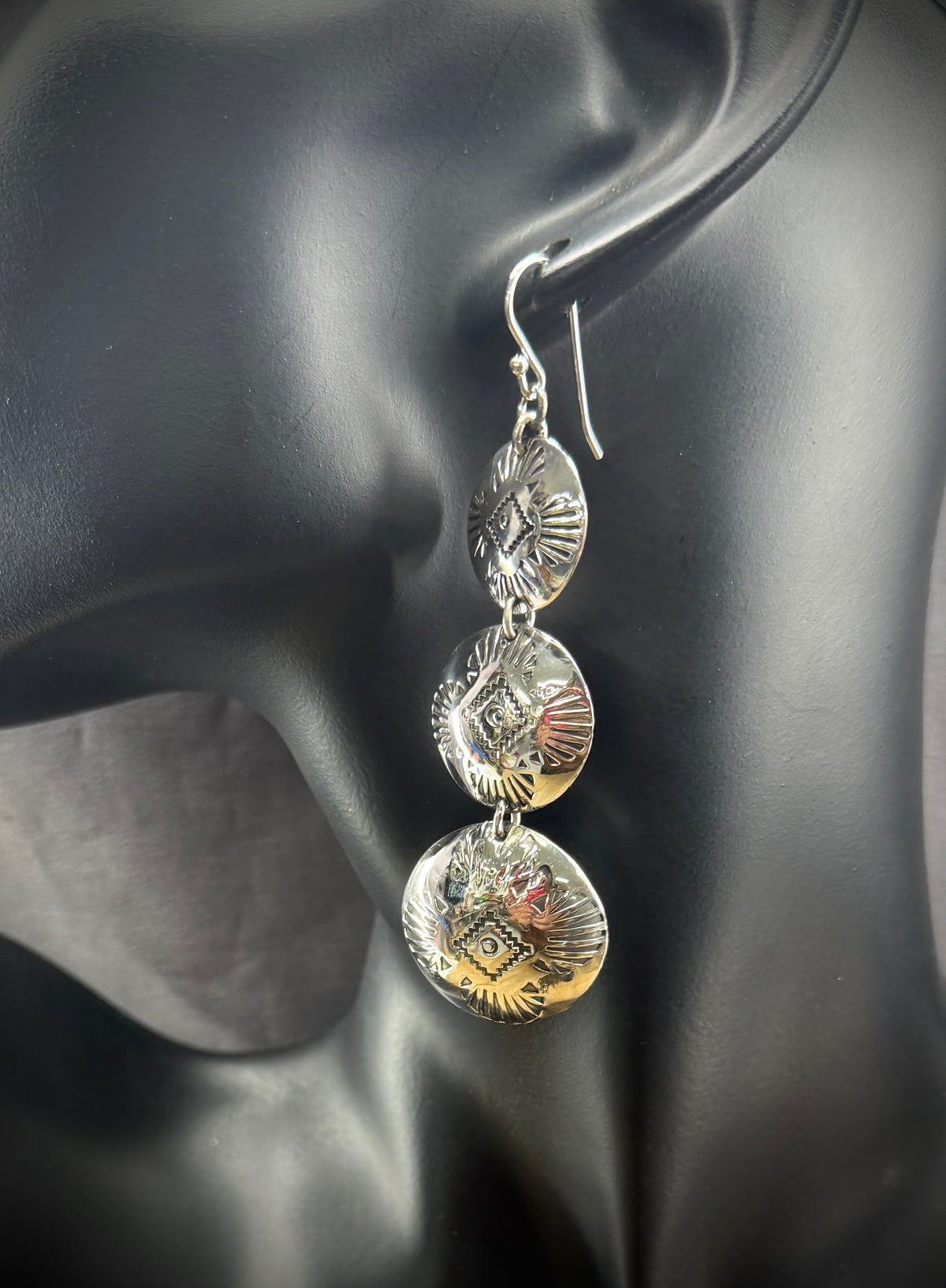 Three Concho Earrings