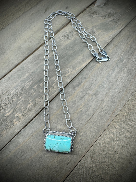 Turquoise Bar Necklace - Light Blue (Caddo Lake)