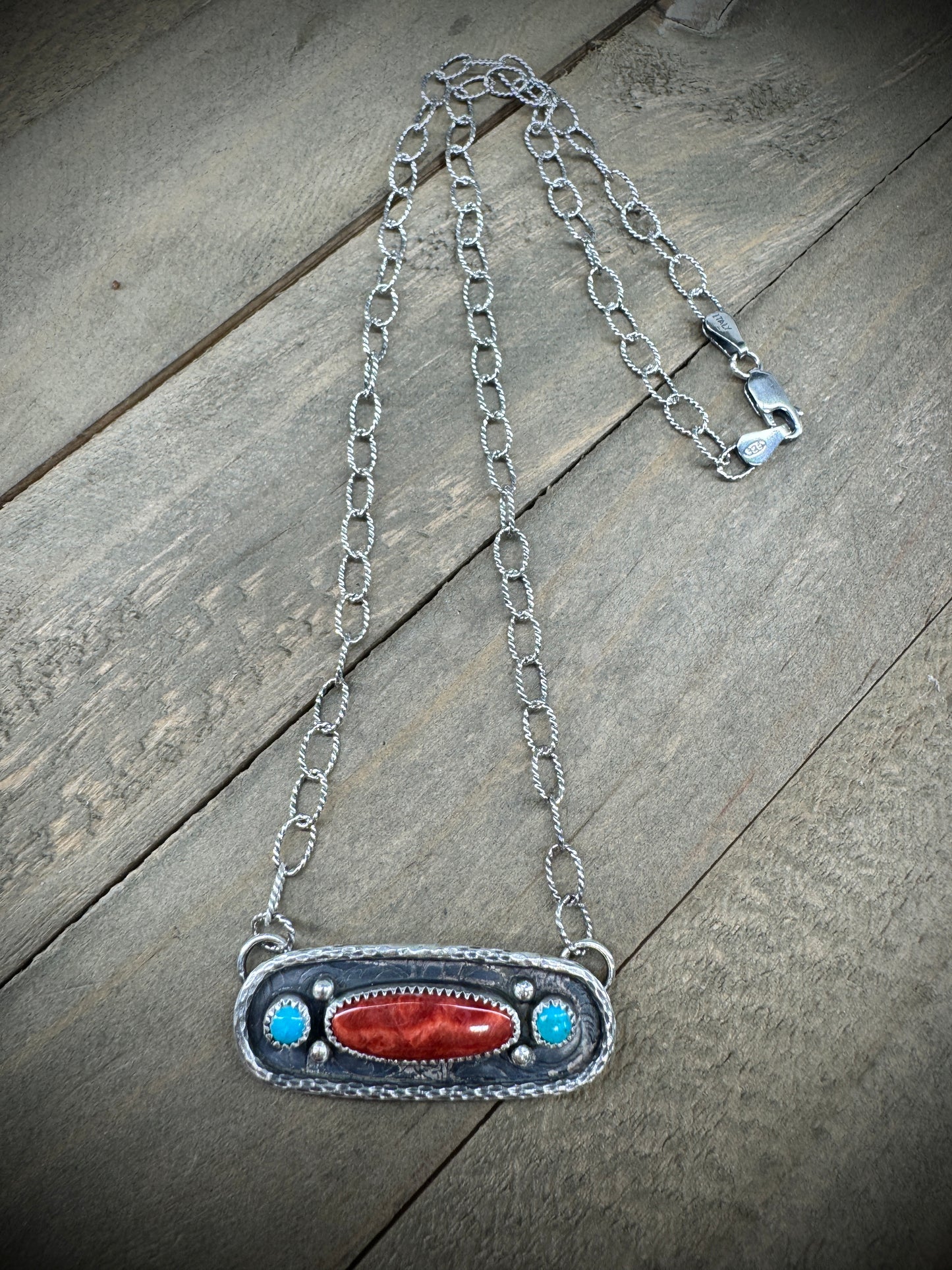 Spiny Oyster and Turquoise Necklace