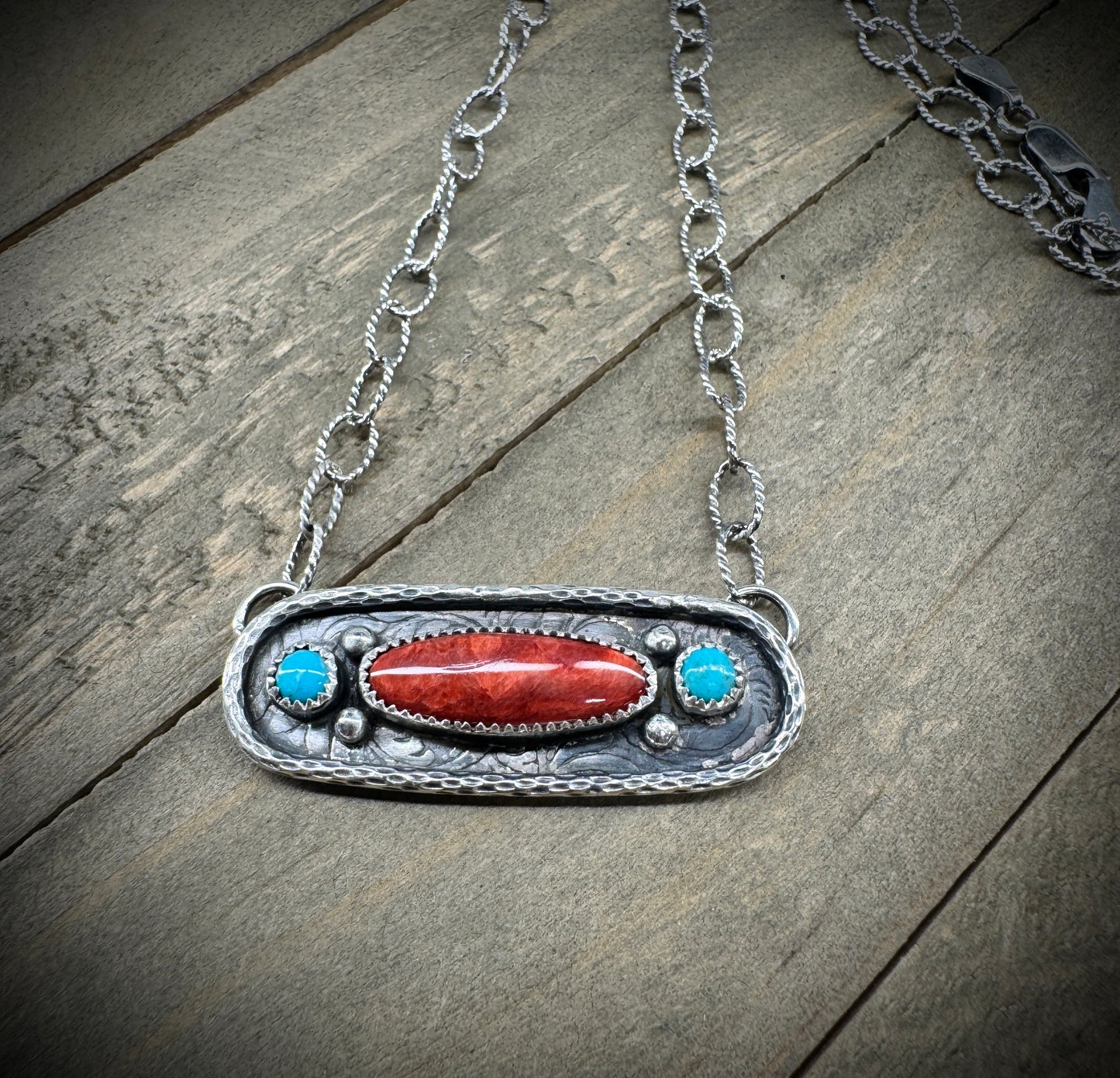 Spiny Oyster and Turquoise Necklace