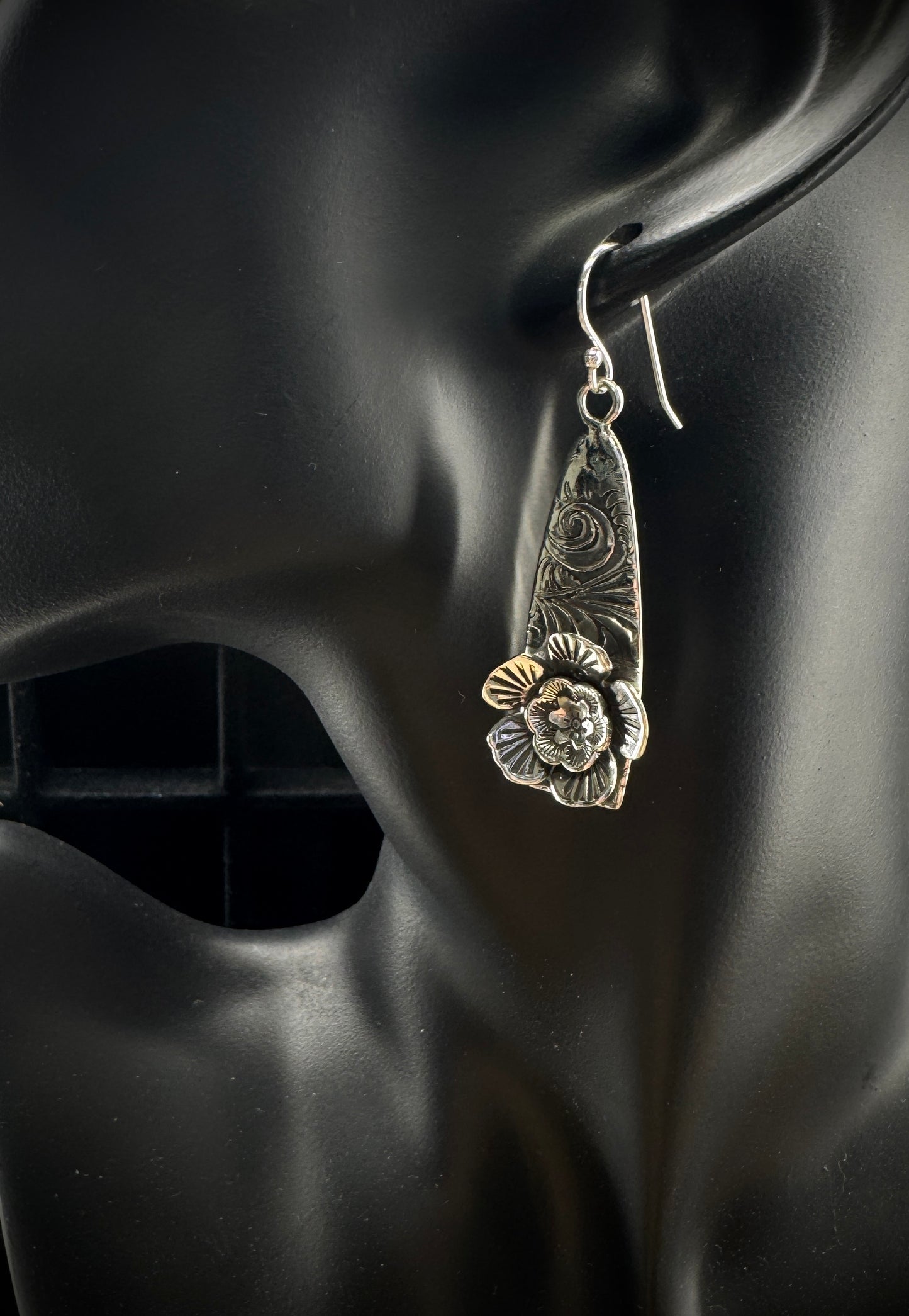 Hand Stamped Floral Earrings