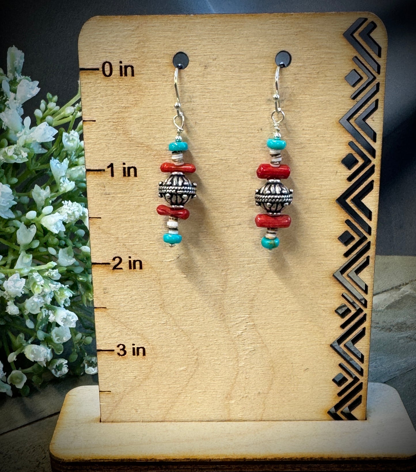 Coral and Turquoise Bead Earrings