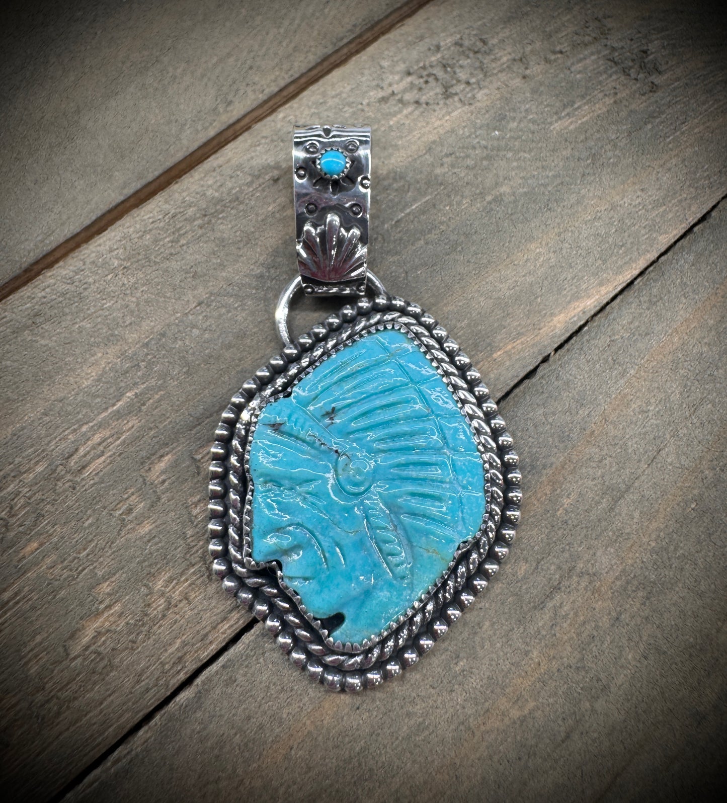 Turquoise Chief Pendant - (Chain sold separately)