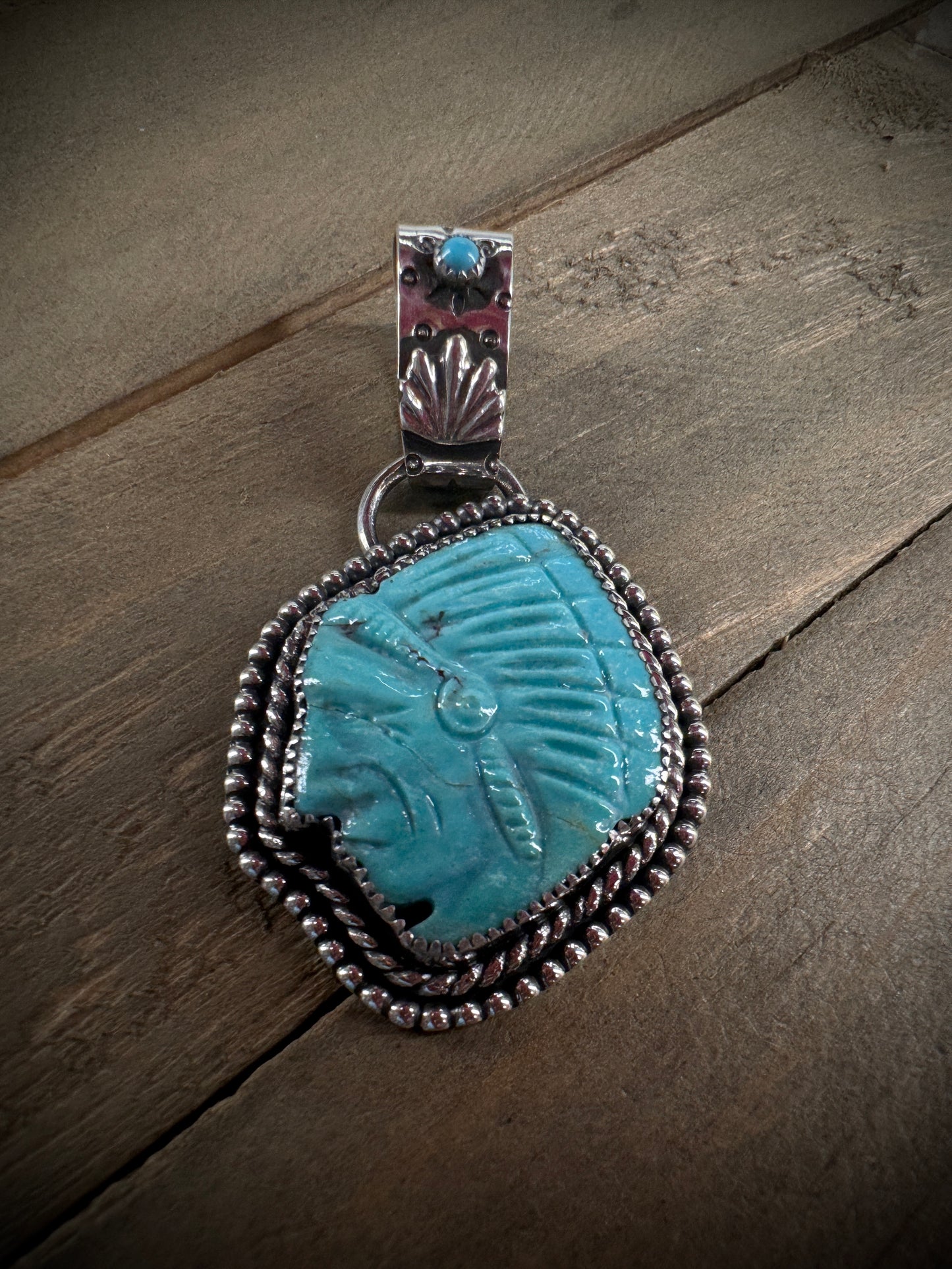 Turquoise Chief Pendant - (Chain sold separately)