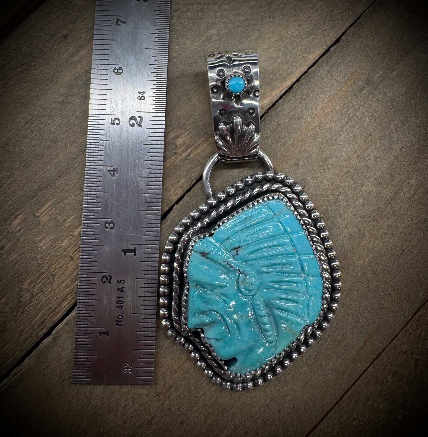 Turquoise Chief Pendant - (Chain sold separately)
