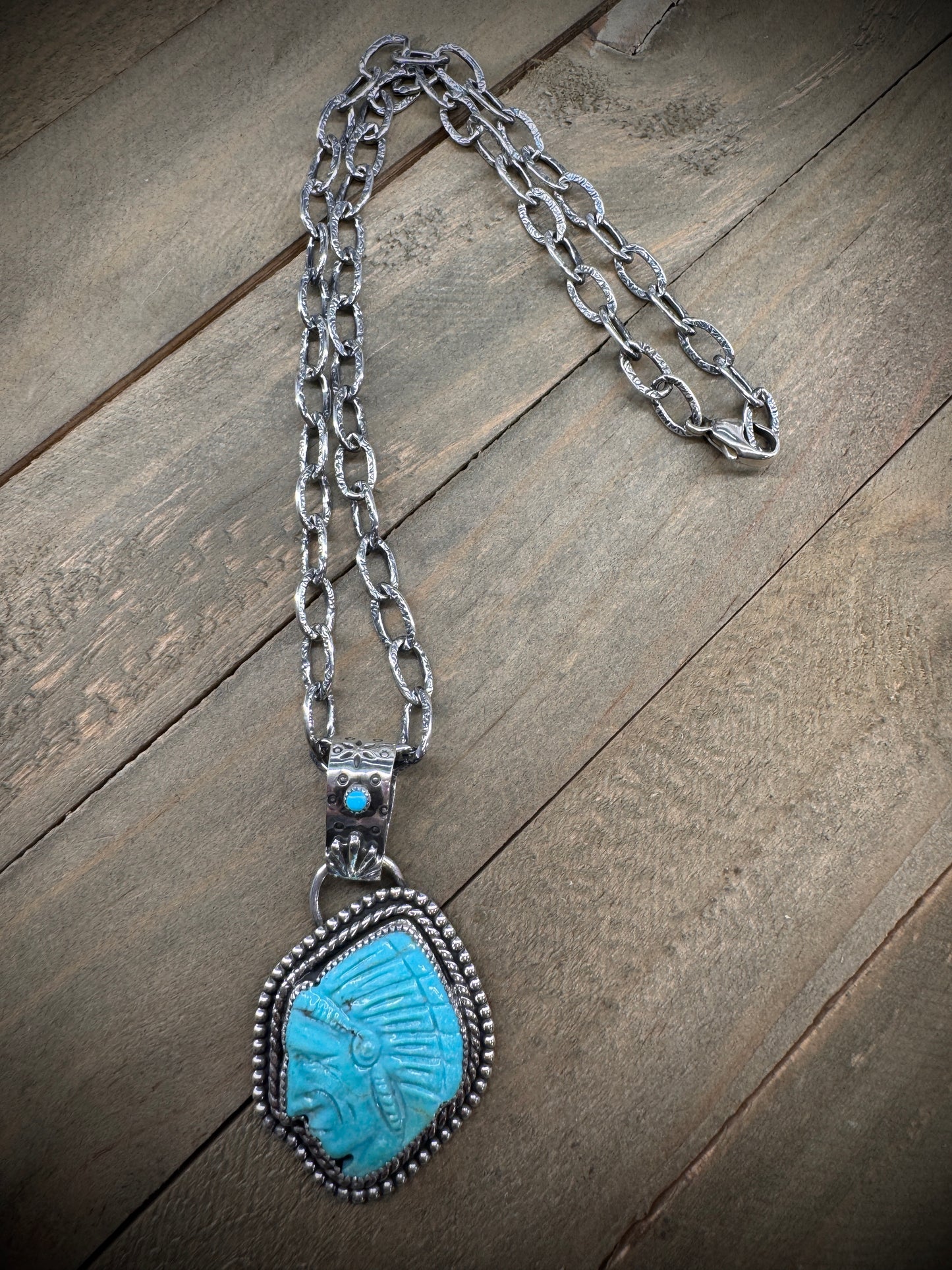 Turquoise Chief Pendant - (Chain sold separately)